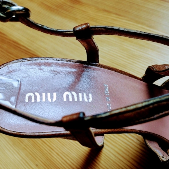 MIU MIU by Prada open back brown sandal Sz 38.5 ITALY - Picture 3 of 6